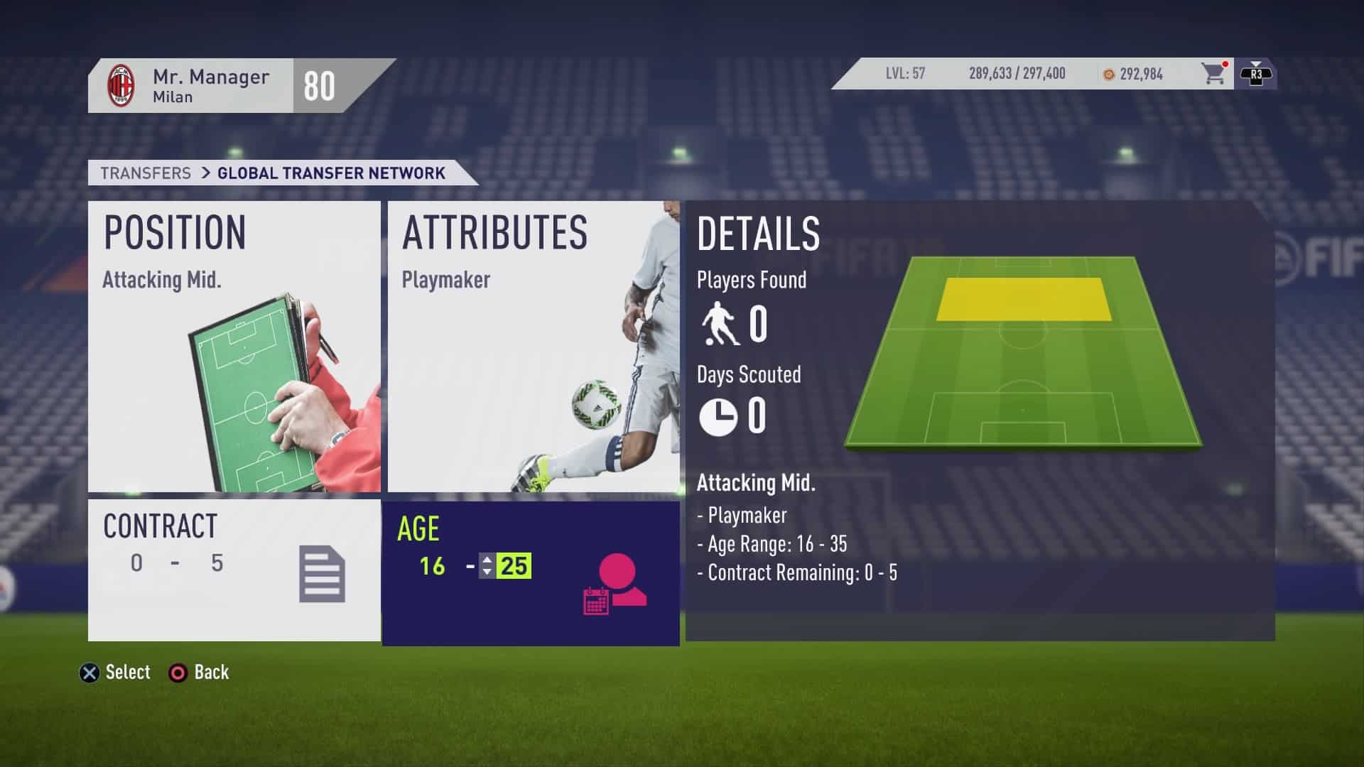 Scout for certain ages in FIFA 18