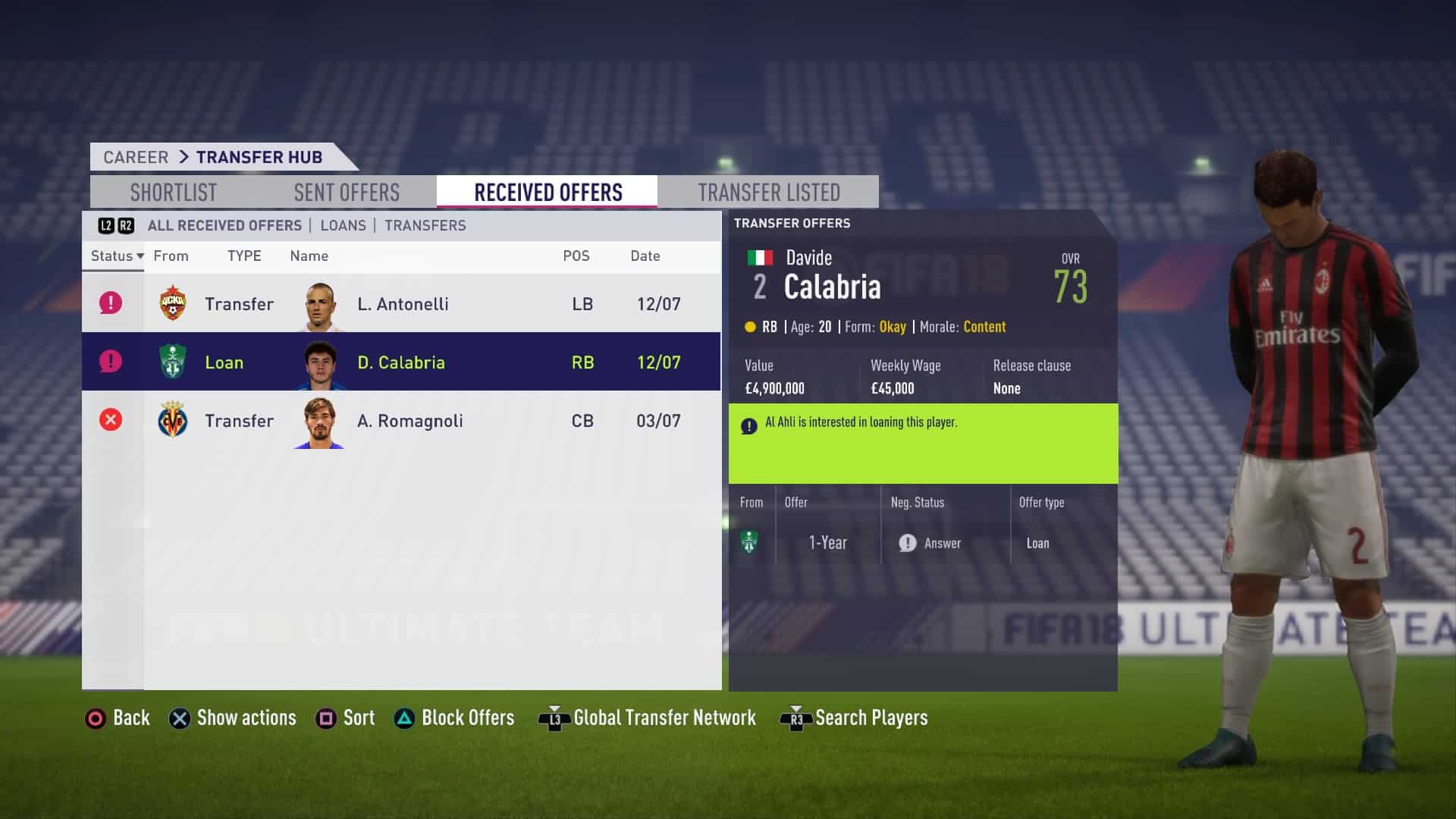 Loan Offer in FIFA 18