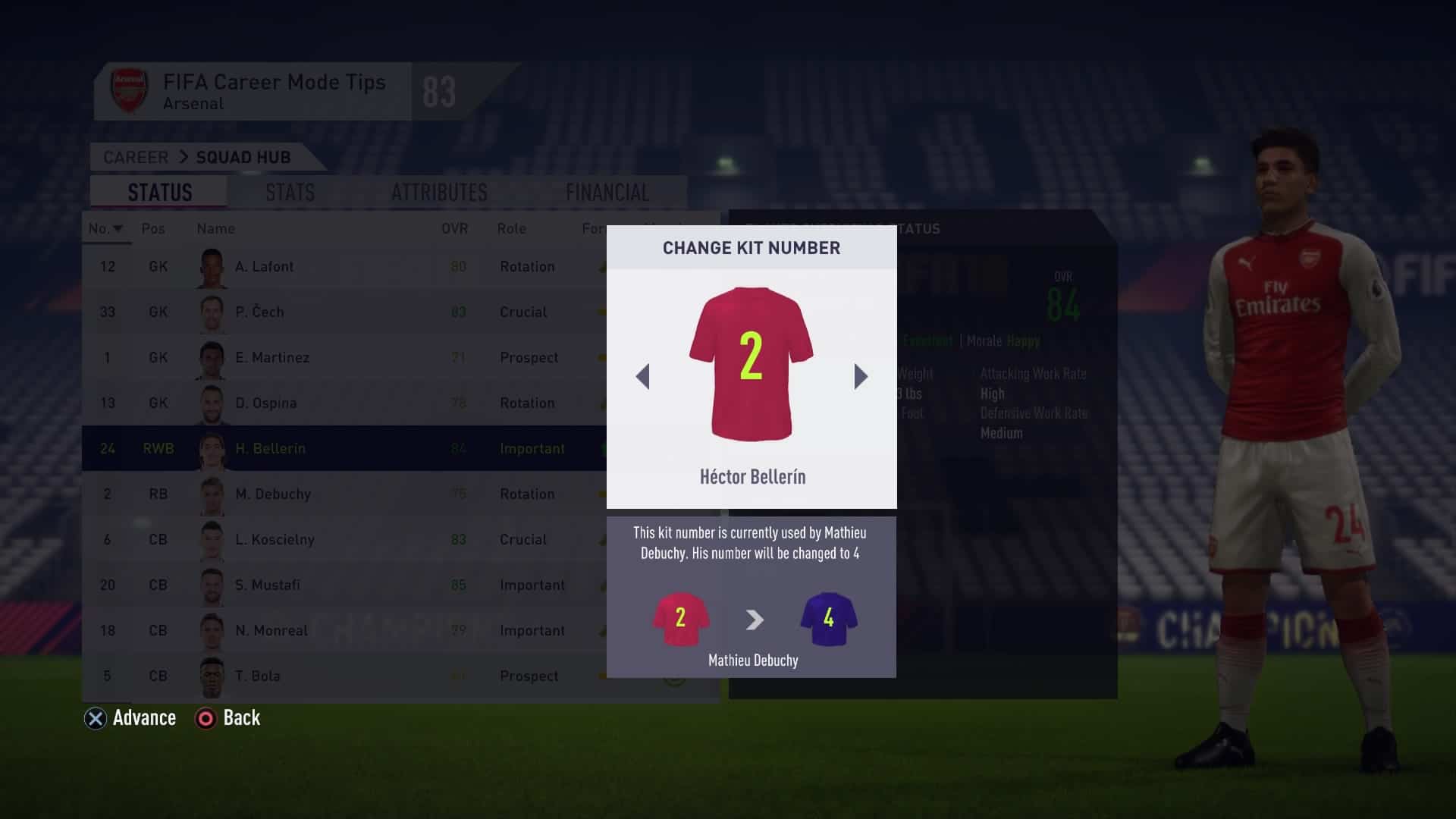 Example showing how to Change Kit Numbers in FIFA 18