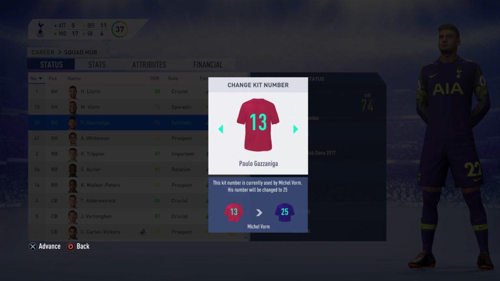Changing Squad Numbers