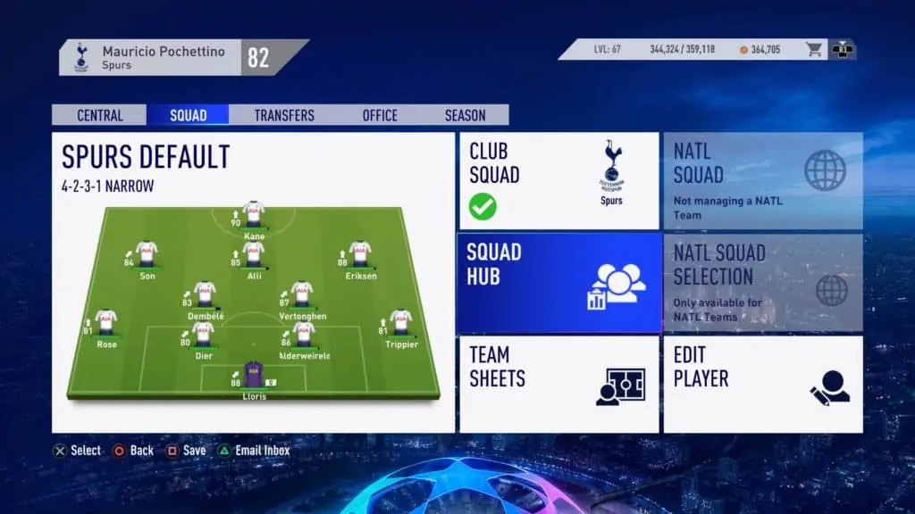 Squad Tab in Career Mode FIFA 19